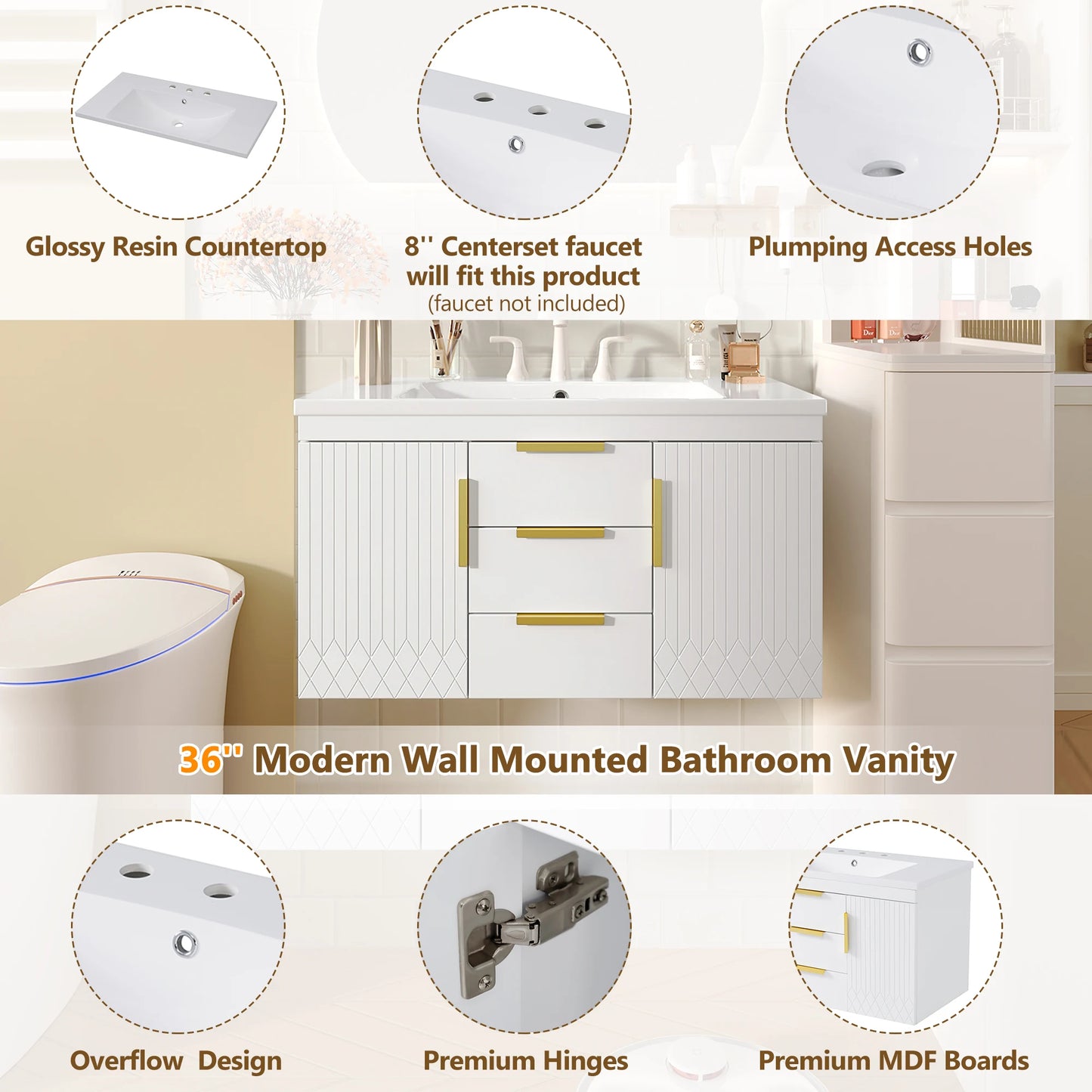 Sh.Kl Wall Mounted Bathroom Vanity With Sink