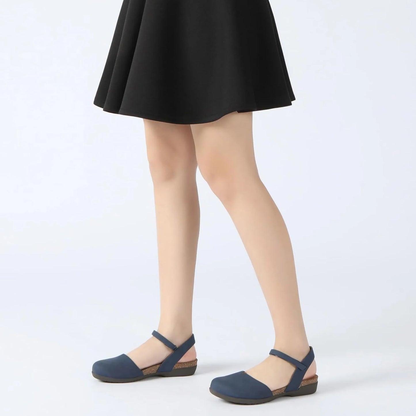 Womens Cork Footbed Closed Toe Sandals With Arch Support