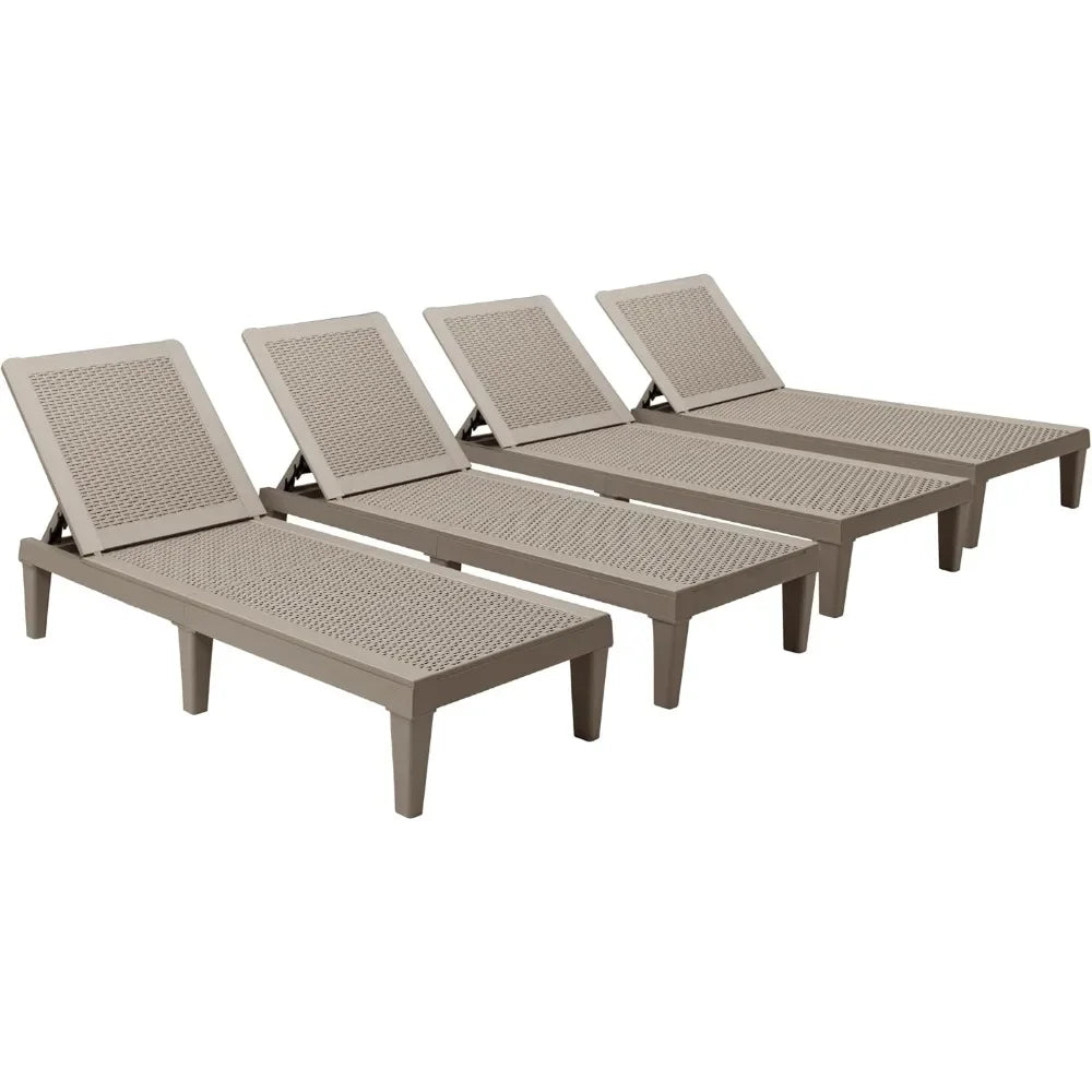 Outdoor Lounge Chairs Four Piece Pool Deck Set Adjustable