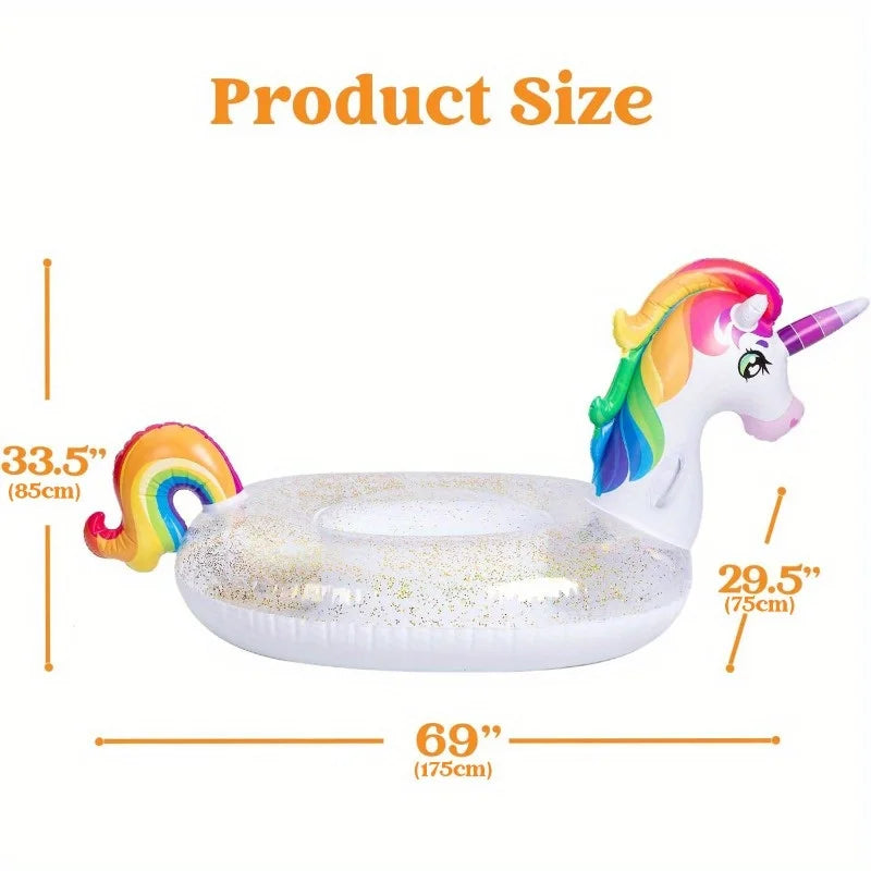 Joyfy Unicorn Inflatable Pool Float Glitter Ride On