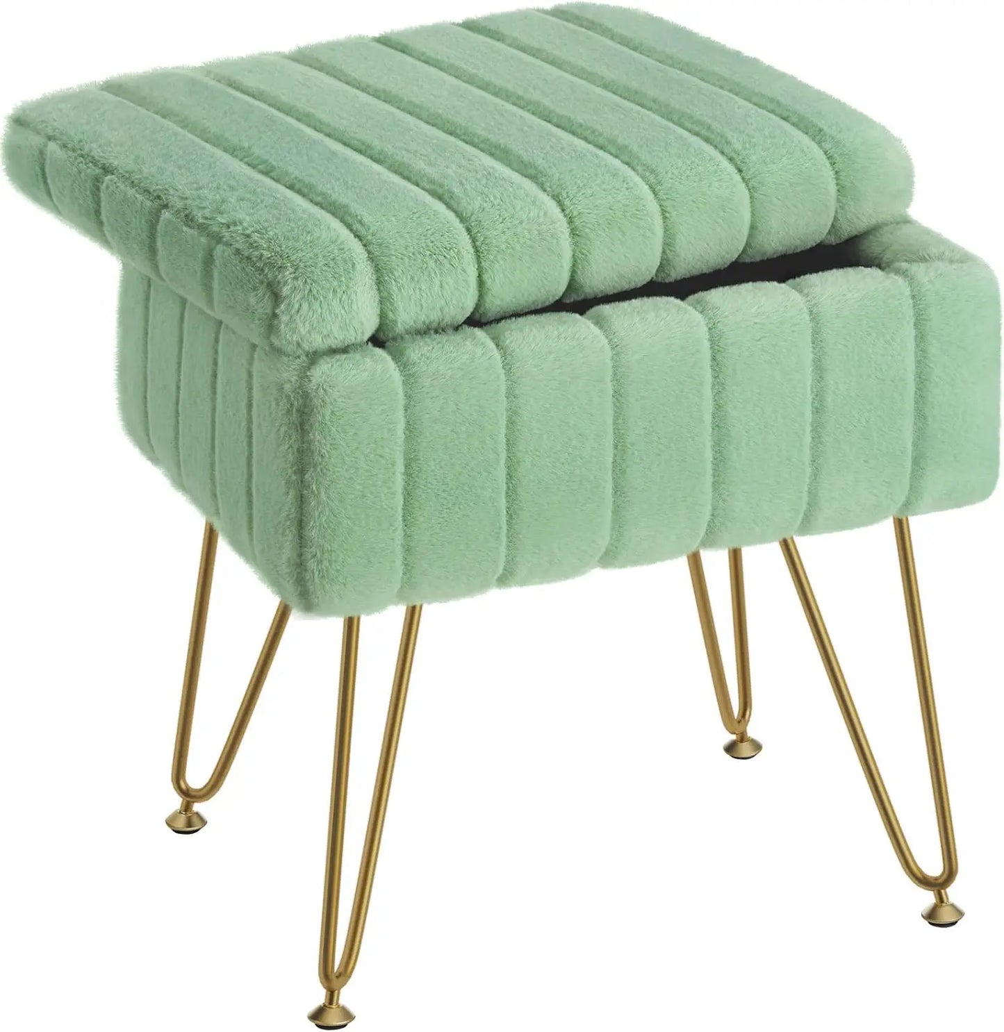 XIUWO Greenstell Faux Fur Vanity Stool With Storage