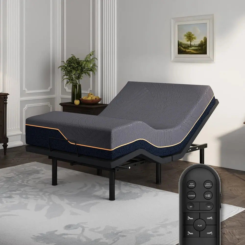 Twin XL Adjustable Bed Frame With CopperGel Memory Foam Mattress