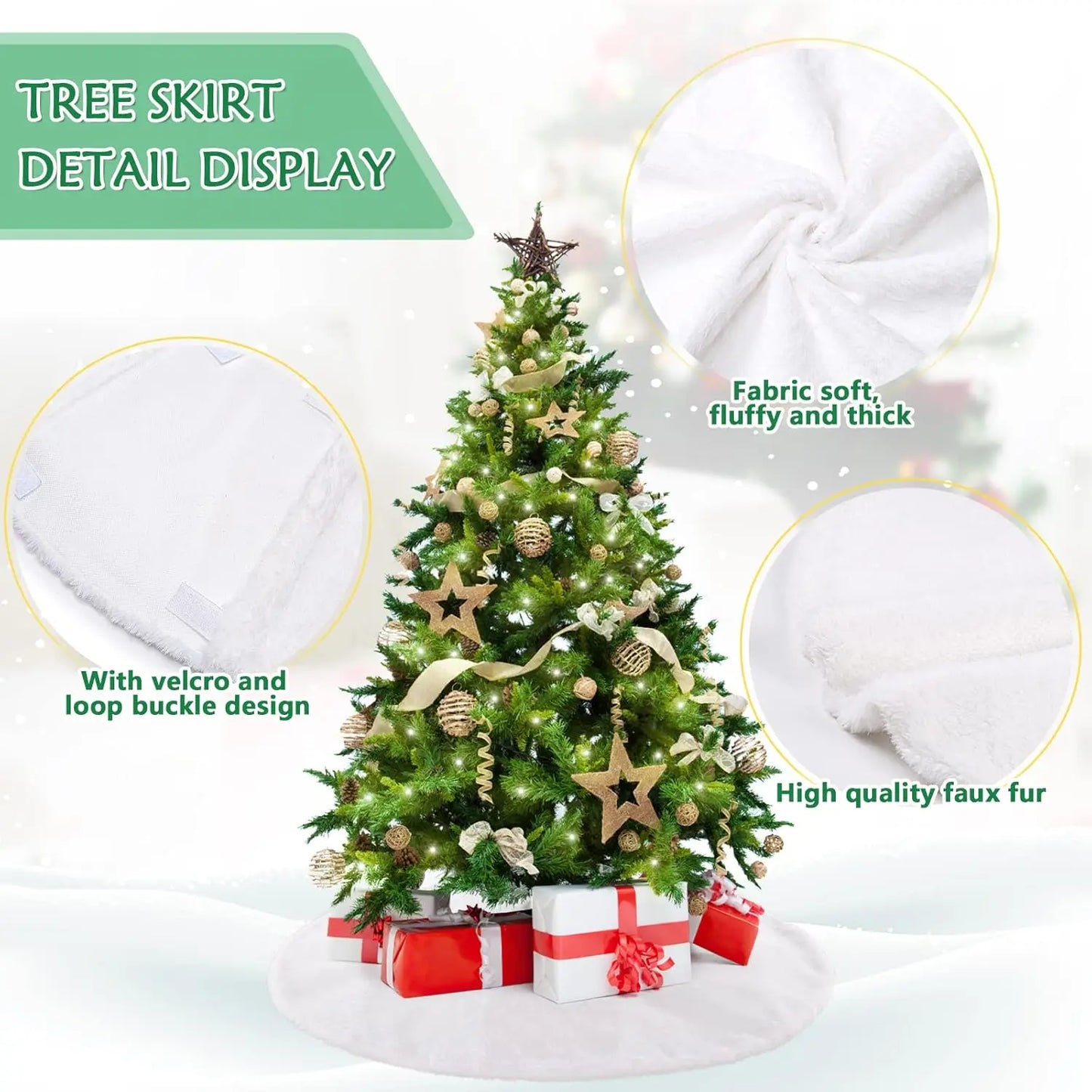 Guangdong Faux Fur Christmas Tree Skirt Luxury Rustic Decor