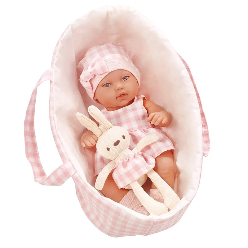 NONECN Reborn Baby Doll With Sleeping Basket For Kids Gift