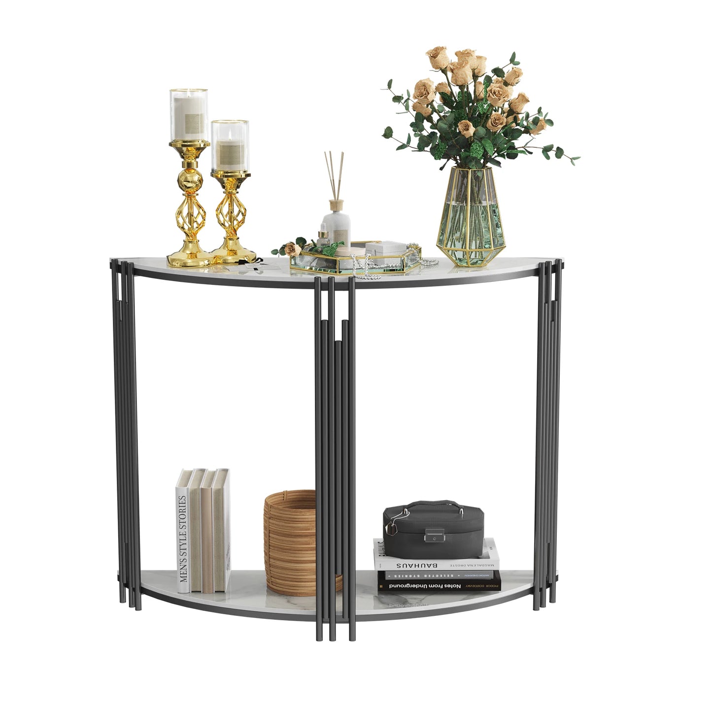 Wisfor Half Moon Marble Console Table for Entryway Living Room