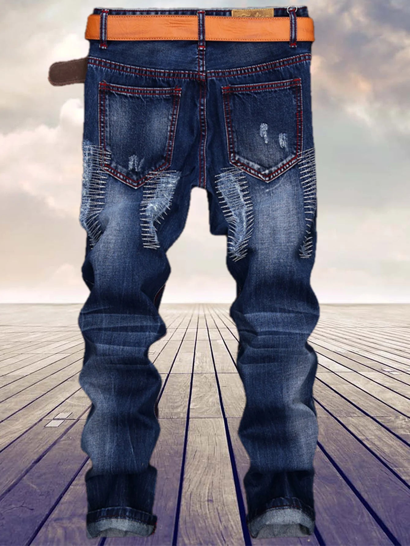 Men's Straight Jeans Cotton Blend for Everyday Wear