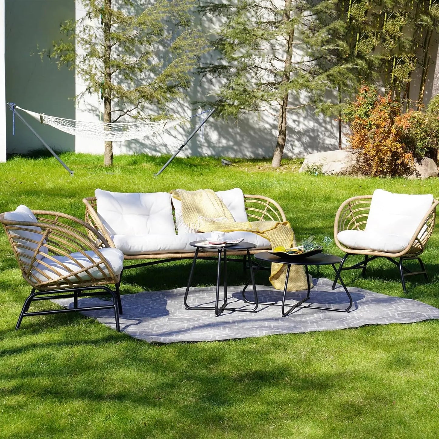Grand Patio Boho Outdoor Wicker Furniture Set With Tables