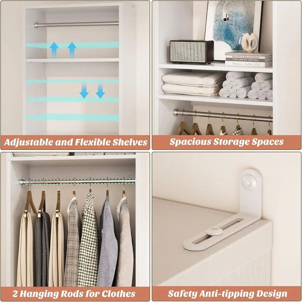 Adjustable Clothing Organizer With Garment Rack For Walk In Closet