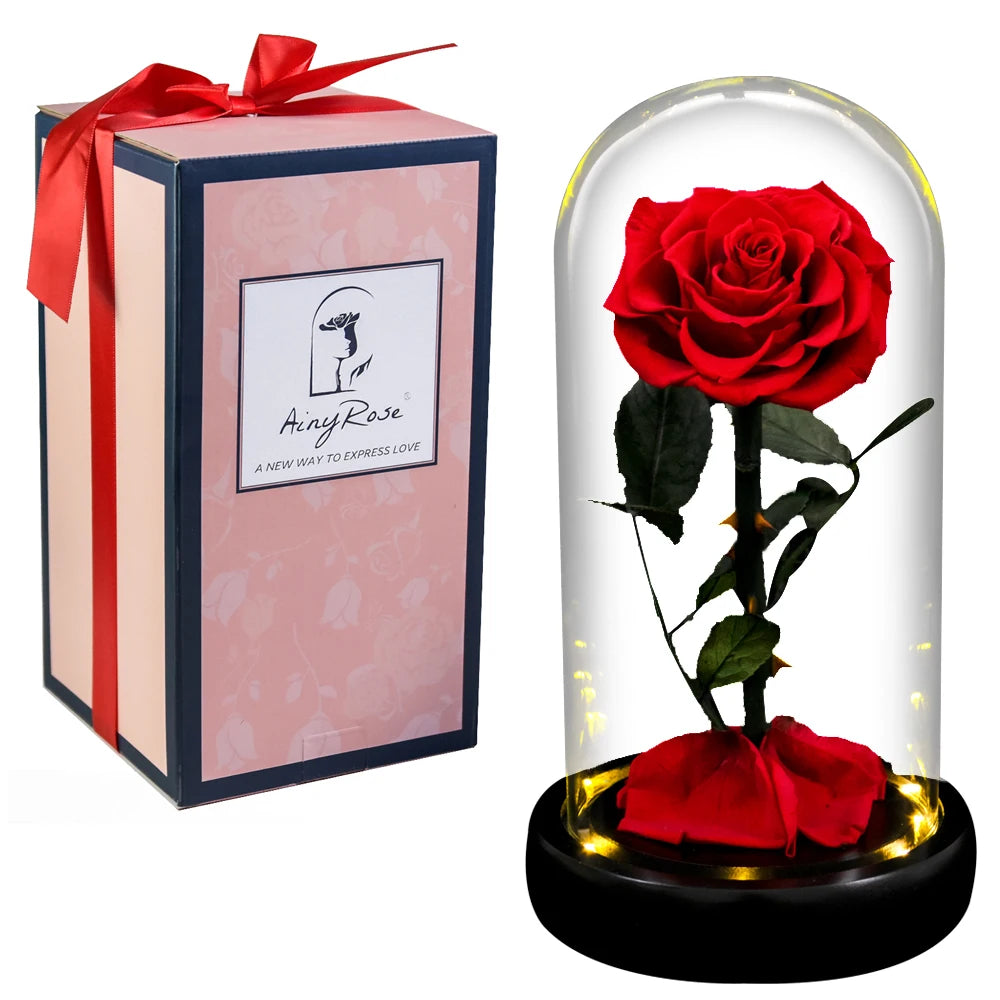 Forever Preserved Glass Rose With LED Light Valentines Day Gift