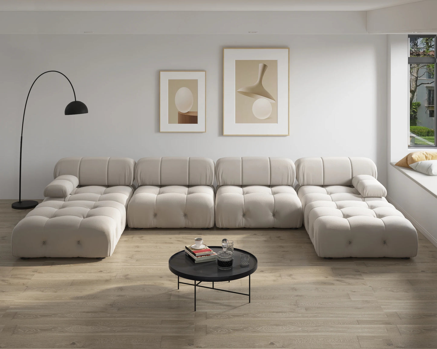 Sdorens Modern U Shaped Sectional Sofa Velvet With Chaise