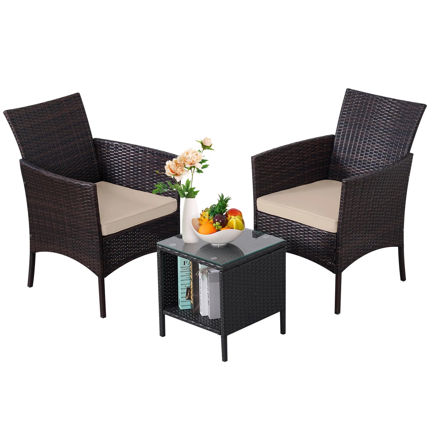 Naga Bahna 3 Piece Outdoor Patio Bistro Set Rattan Furniture