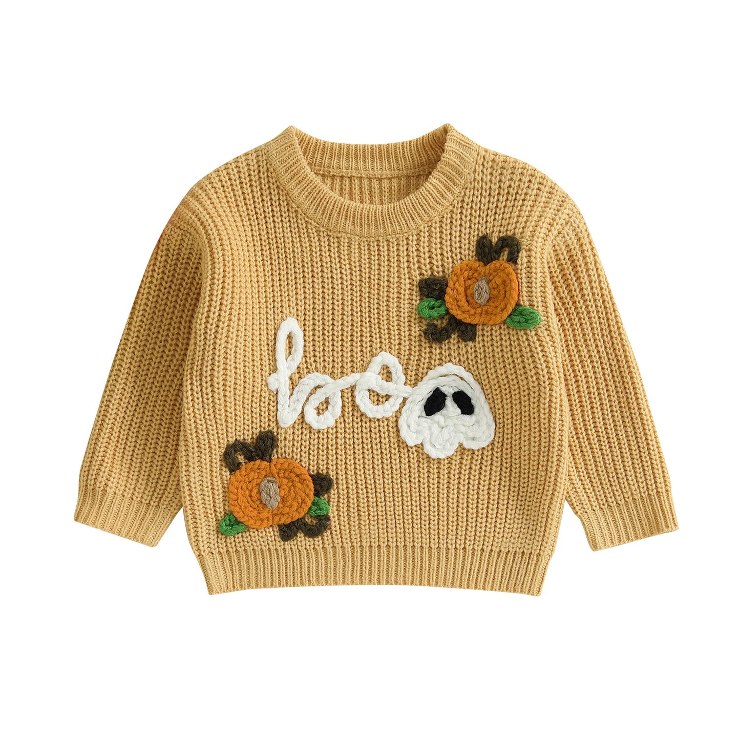NONECN Kids Halloween Bat Witch Hat Embroidered Crewneck Sweater Unisex
