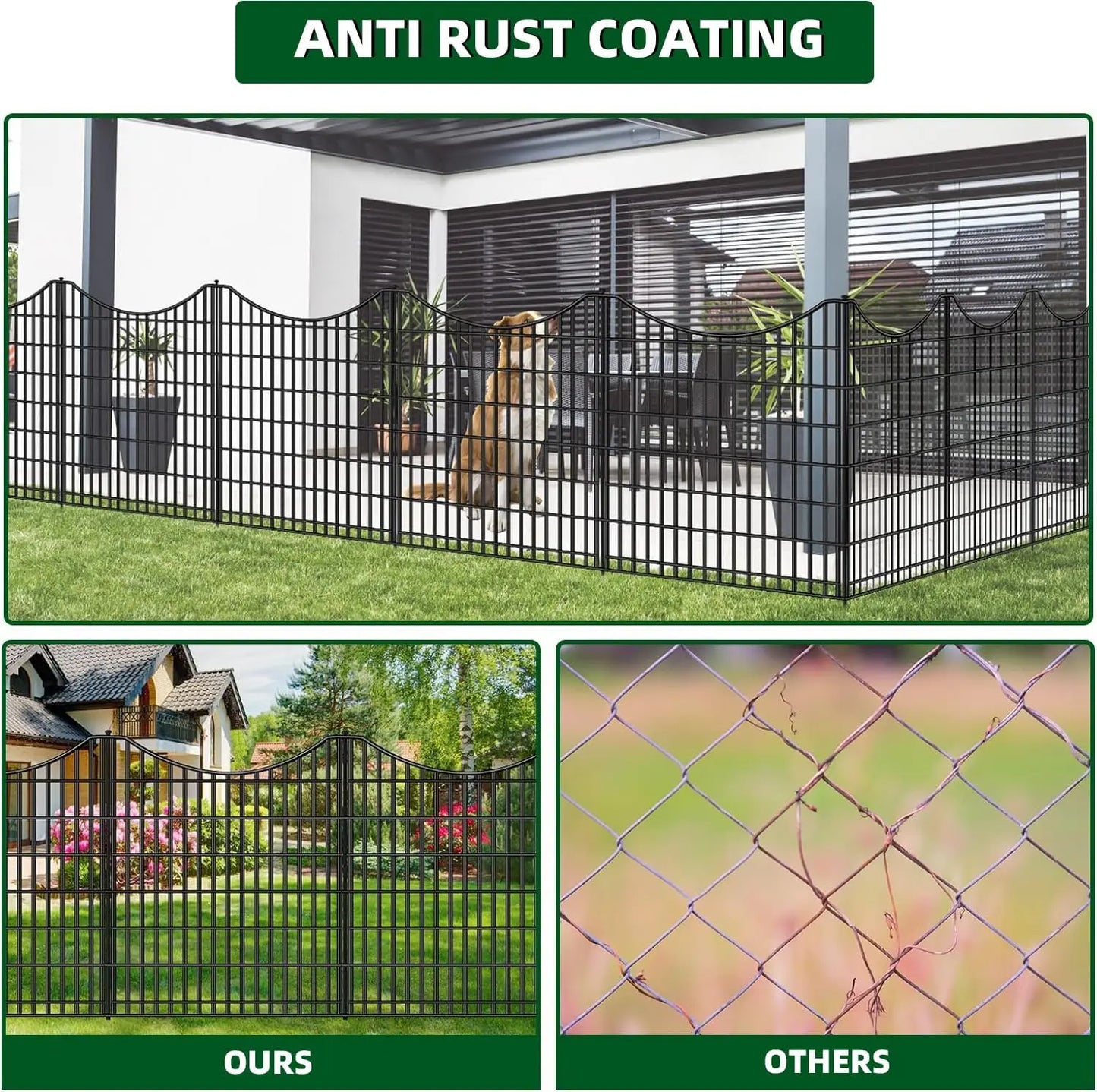 No Dig Decorative Fence Gate Garden Animal Barrier Rustproof Wire