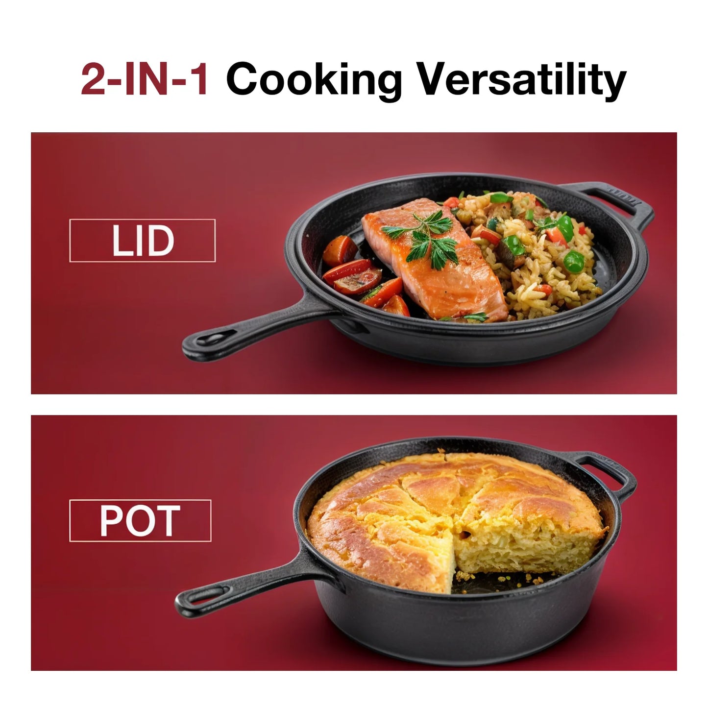 Preseasoned Cast Iron Dutch Oven and Skillet Combo Cookware Set