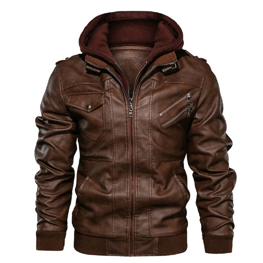 King Billion Men's Leather Jacket PU Motorcycle Biker Coat Autumn