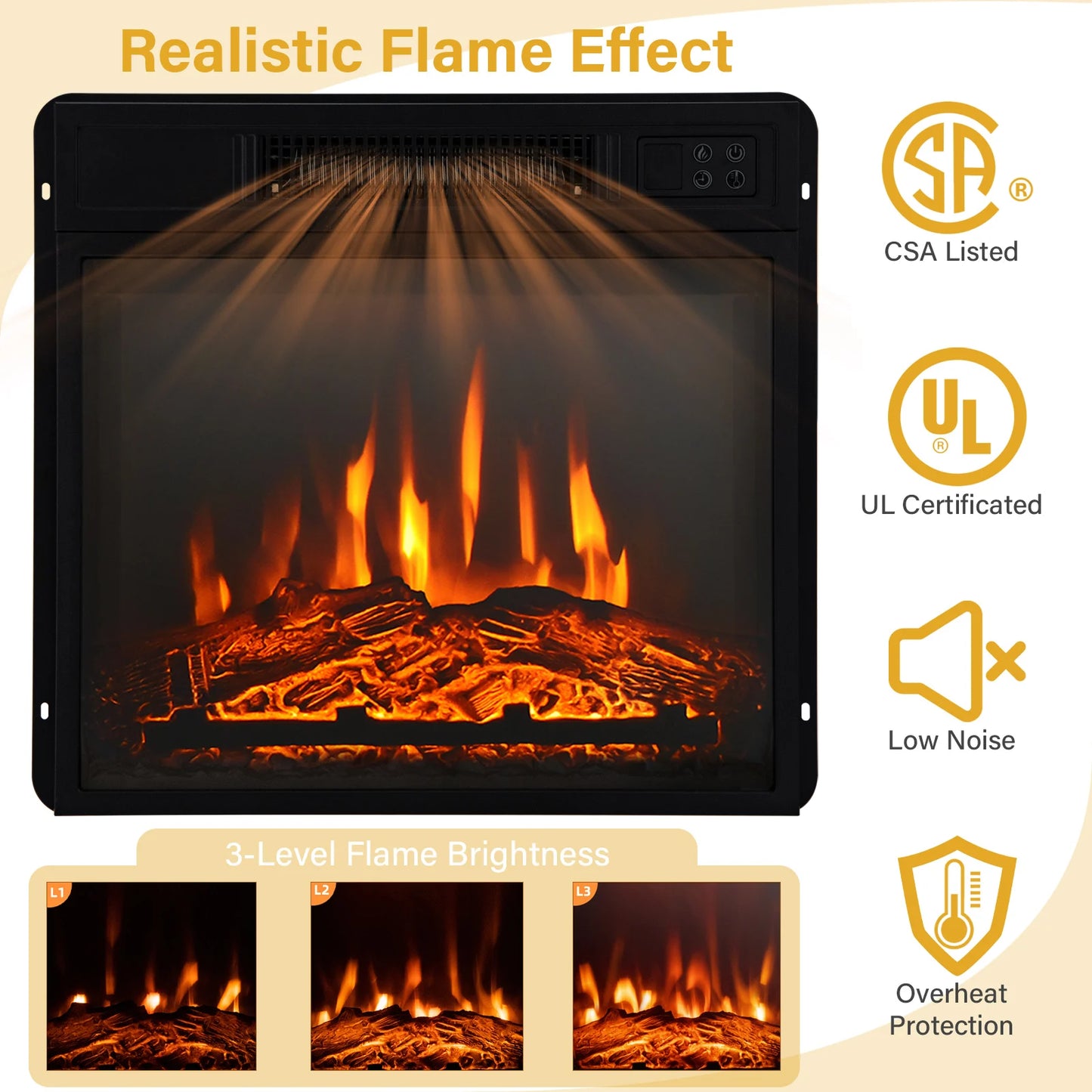 LIFEZEAL Electric Fireplace Mantel TV Stand Space Heater