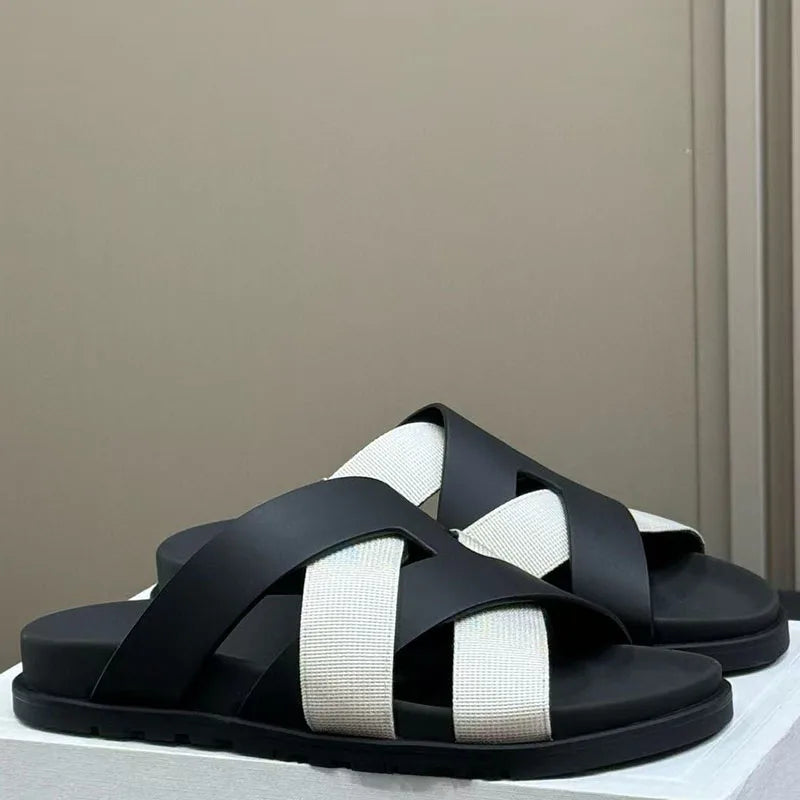 Braided Calfskin Sandals Leather Slippers For Women Beach Vacation