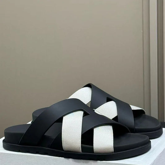 Braided Calfskin Sandals Leather Slippers For Women Beach Vacation