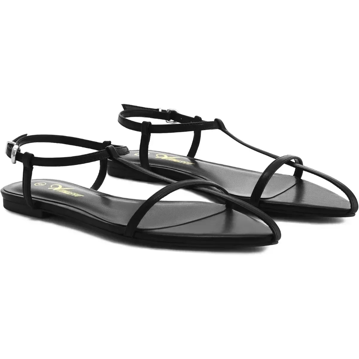 Women Flat Sandals With Buckle Strappy Ankle Strap Open Toe