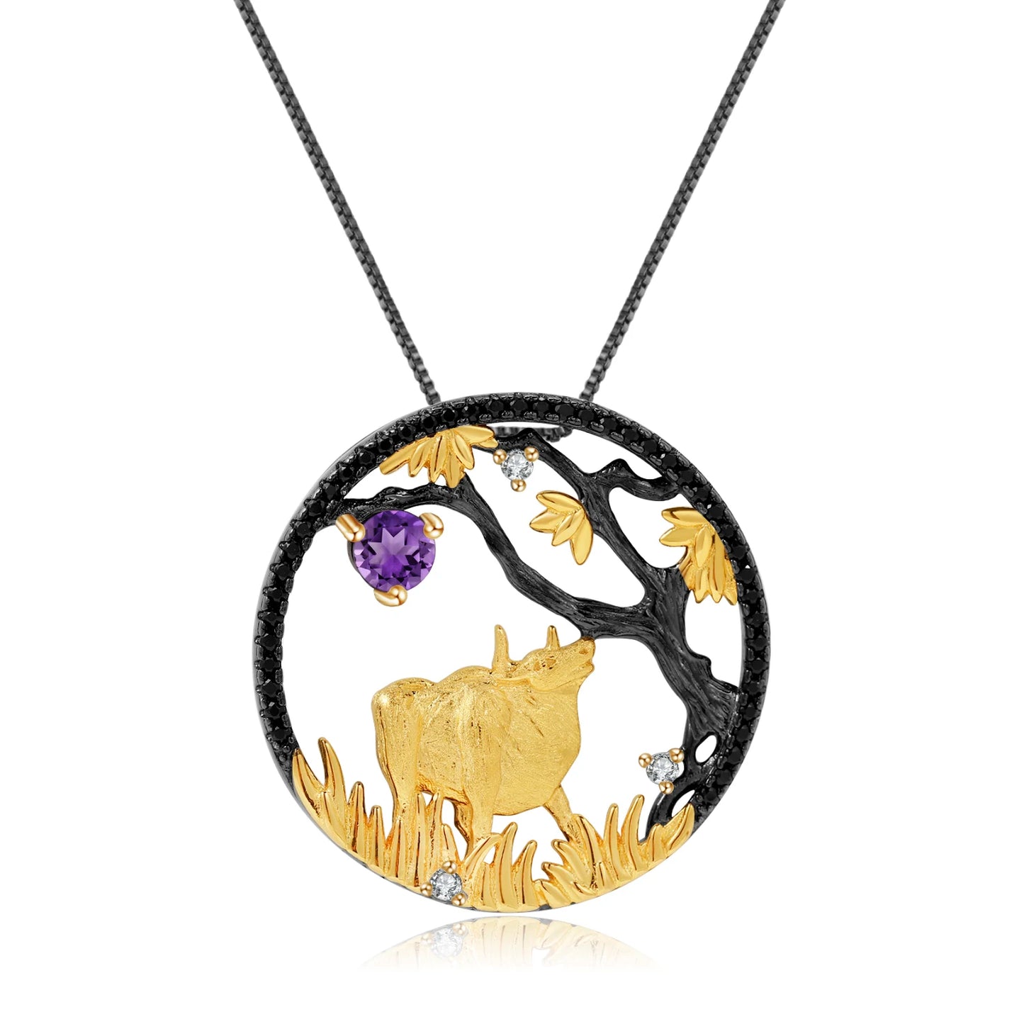 Gem's Ballet 925 Sterling Silver Dragon Pendant Necklace Topaz