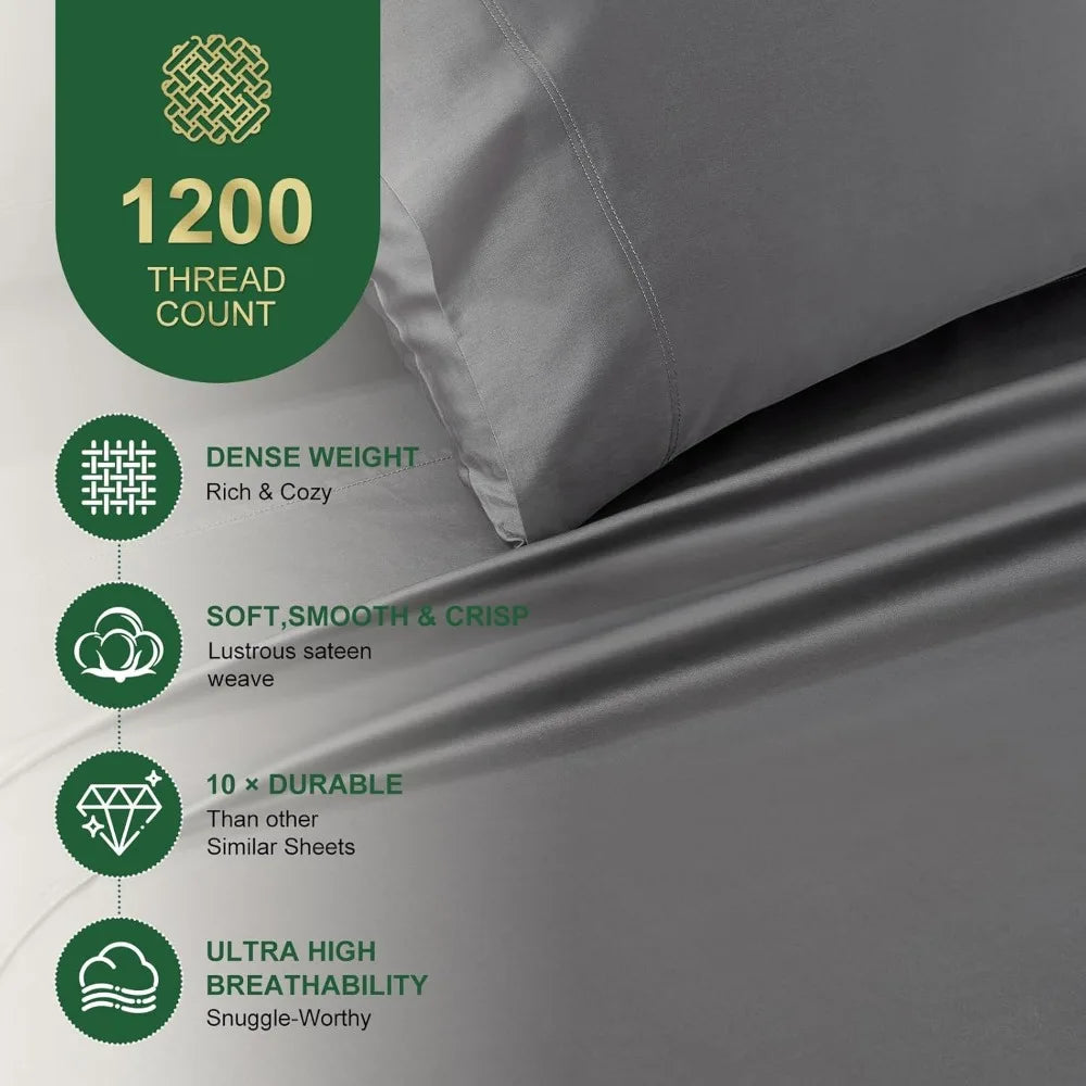 Ivellow Egyptian Cotton Sheets Set 1200 Thread Count