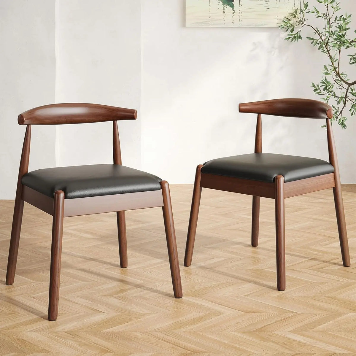 Farini Mid Century Modern Dining Chairs With Wood Legs