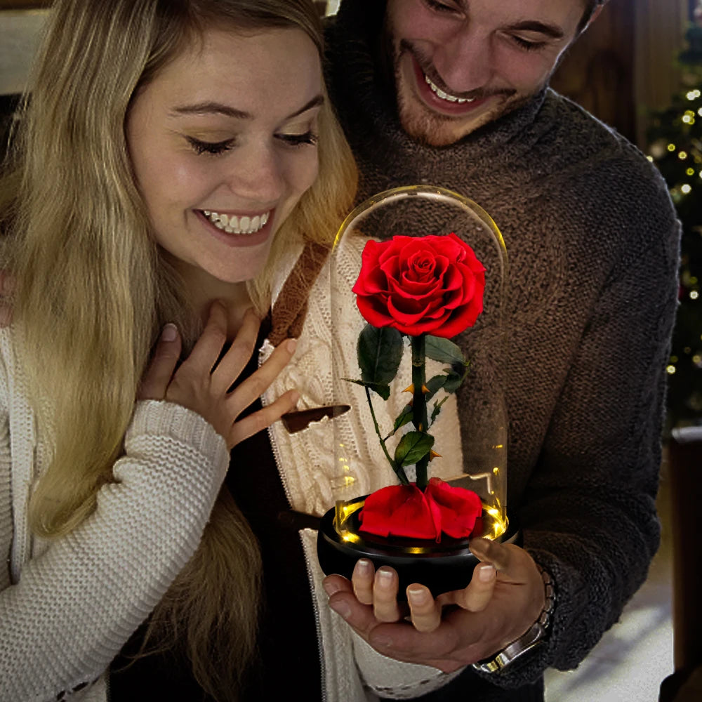 Forever Preserved Glass Rose With LED Light Valentines Day Gift