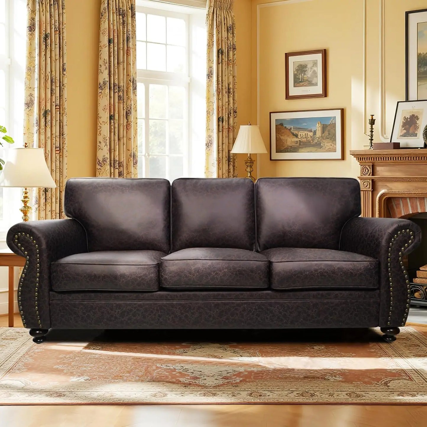 Mid-Century Vintage Sofa With Removable Cover And Cushions