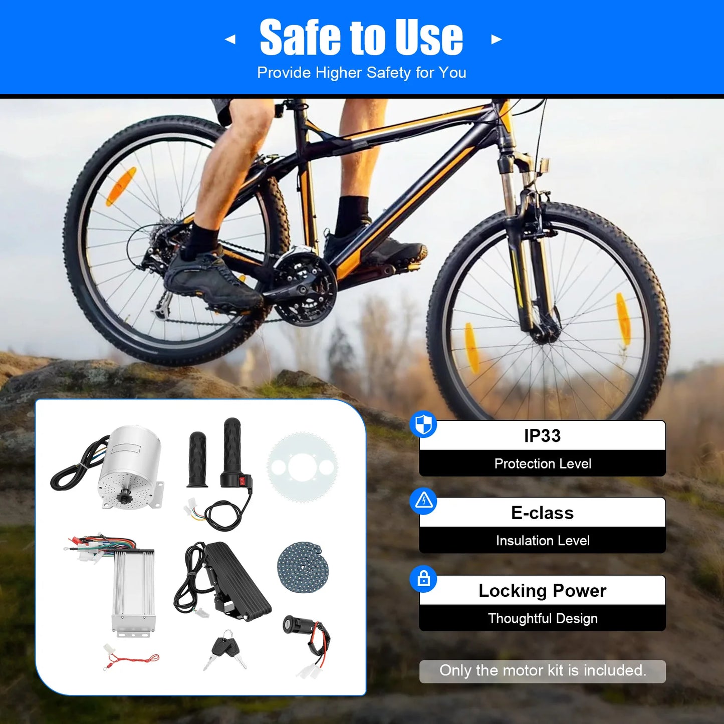 Hign-concerned 48-72V 3KW Brushless Motor Kit For Electric Scooters And Karts