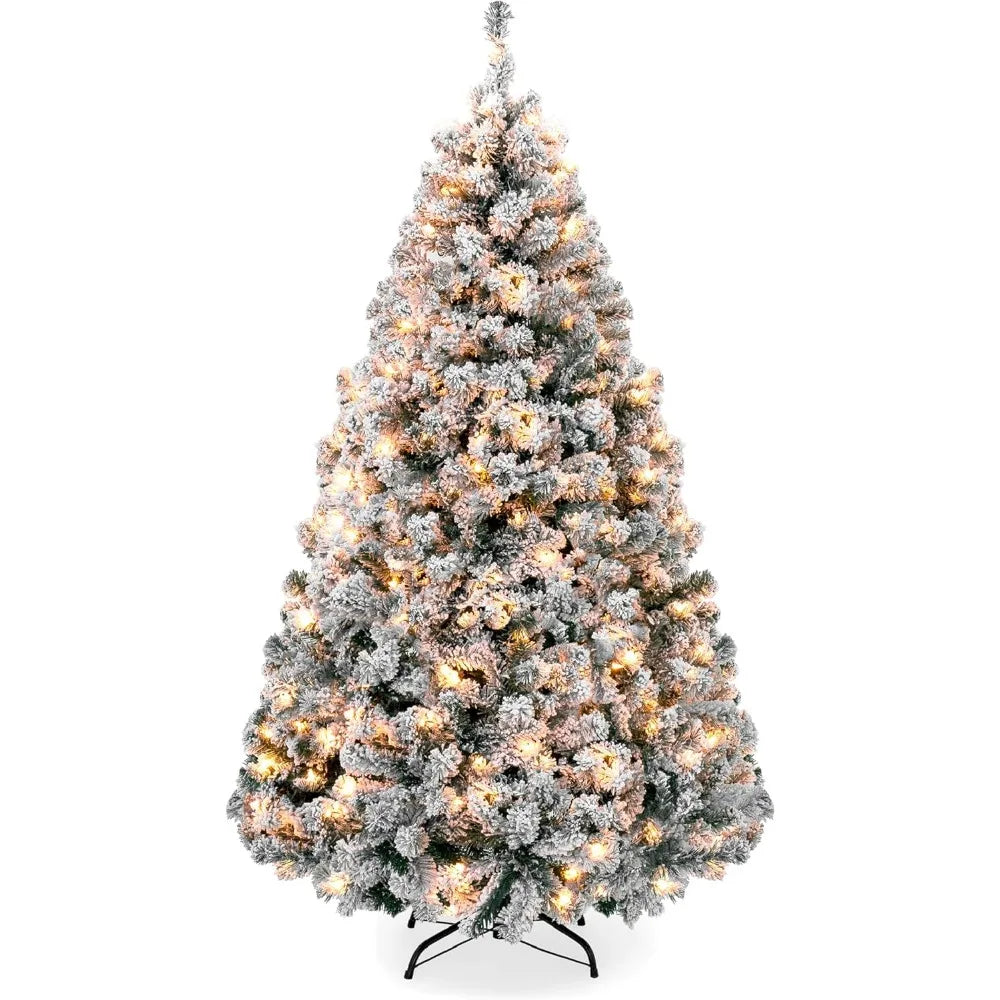 Best Choice Products Prelit Snow Flocked Artificial Christmas Tree