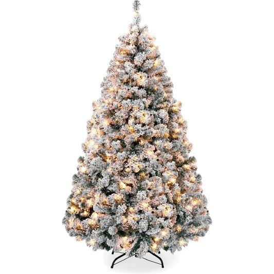 Best Choice Products Prelit Snow Flocked Artificial Christmas Tree
