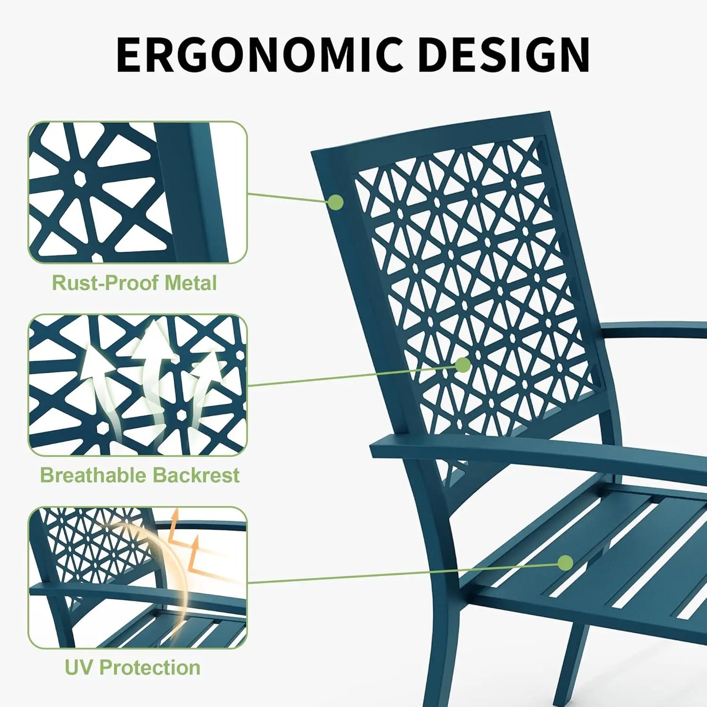 TWISTER.CK 3 Piece Patio Bistro Set Outdoor Table and Chairs