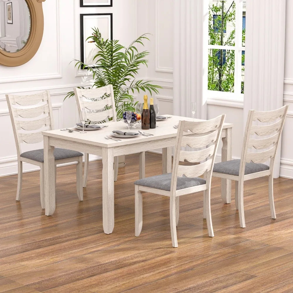 Classic Solid Wood Dining Table Set With Six Chairs