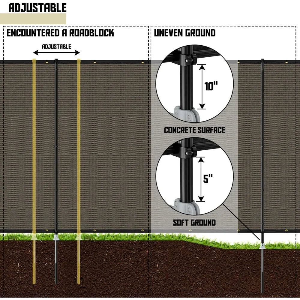 Outdoor Privacy Fence With Iron Poles And Ground Spikes