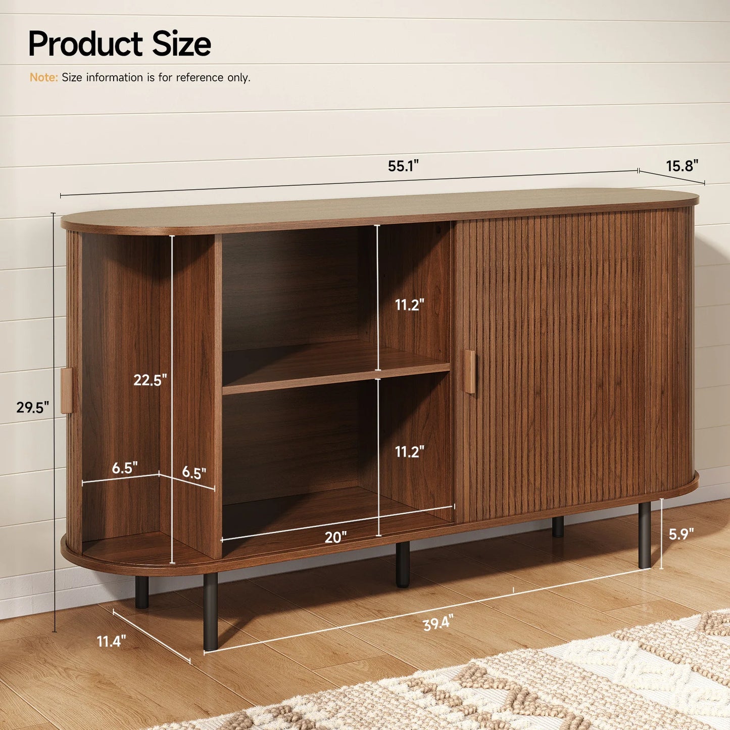 General Sideboard Buffet Cabinet With Adjustable Shelves For Living Room