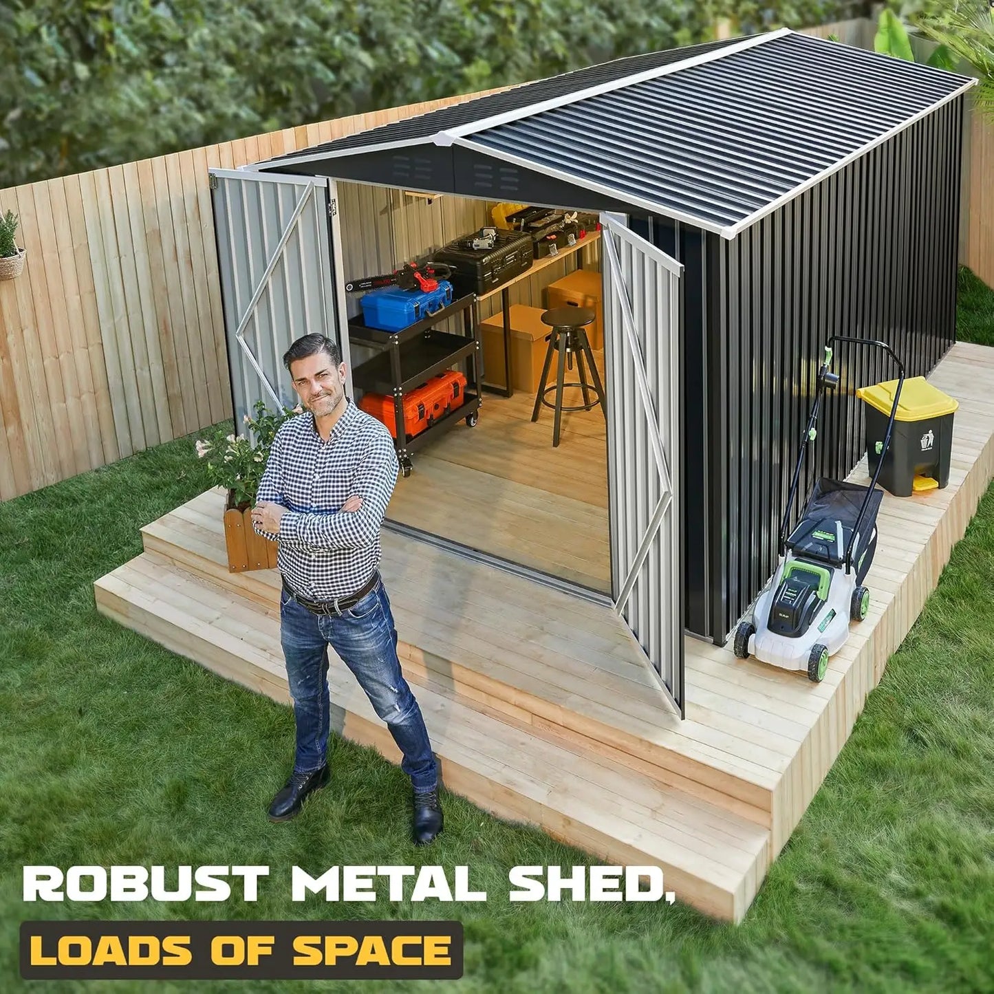 Metal Outdoor Storage Shed With Waterproof Reinforced Frame