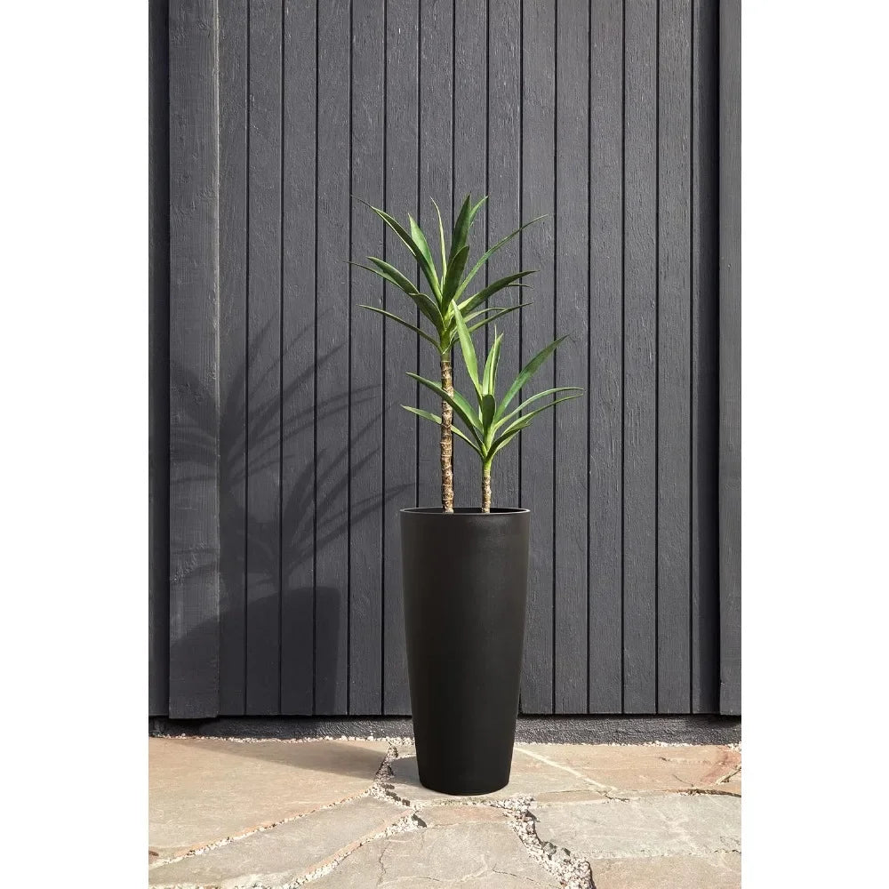 Round Plastic Stone Planter With Drainage Holes Indoors Outdoors