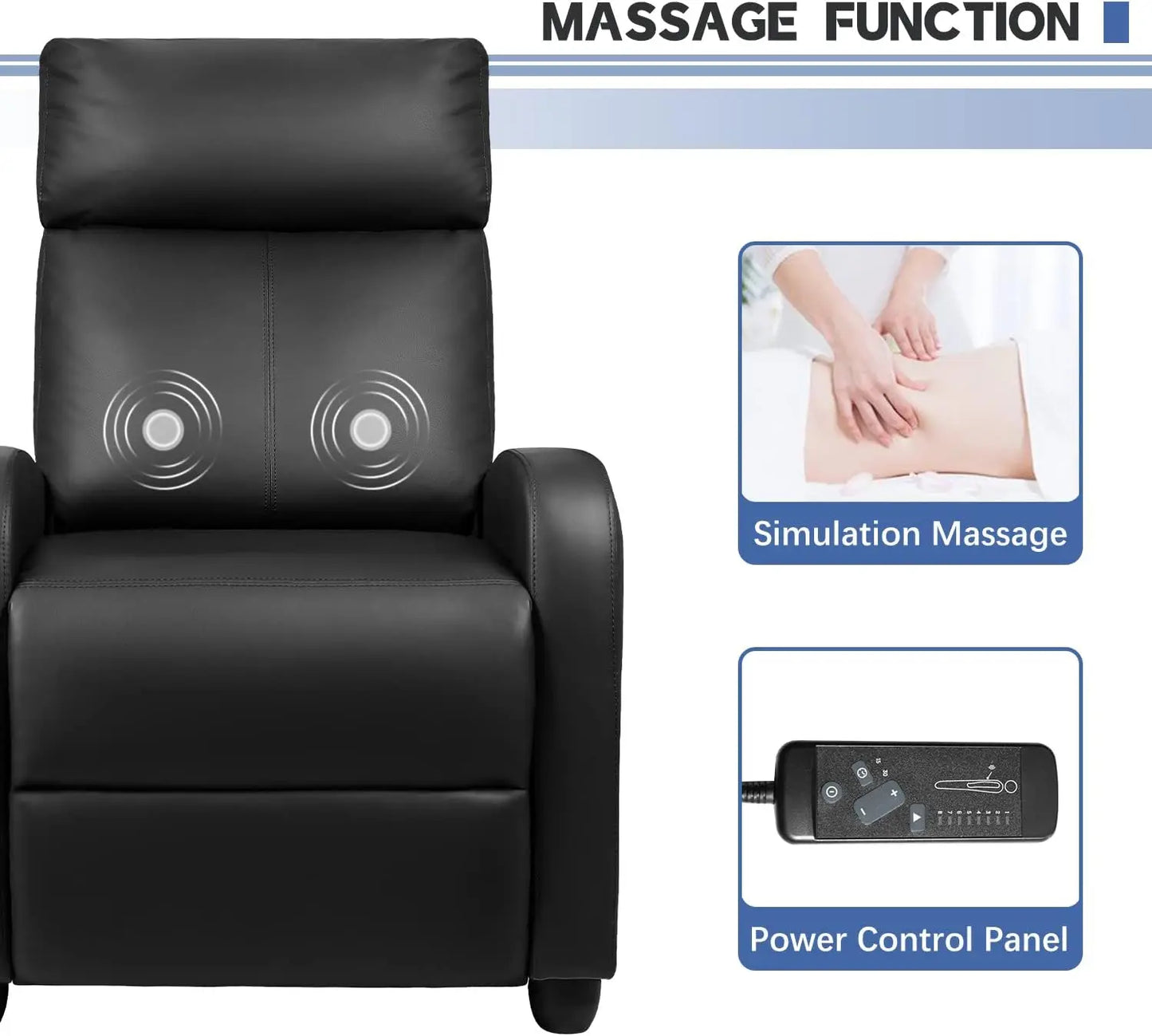 Winback PULeather MassageRecliner Chair Adjustable Premium Luxurious HomeTheater Comfort Sofa