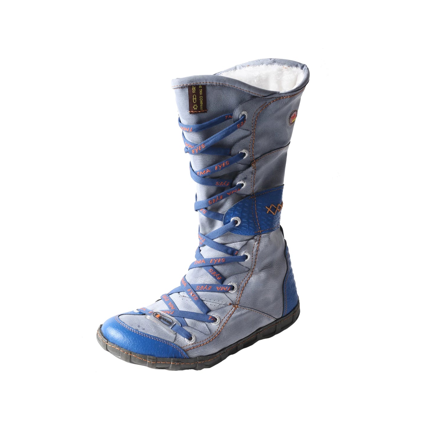 TMA EYES Knee-High Winter Boots With Contrast Stitch Side Zip