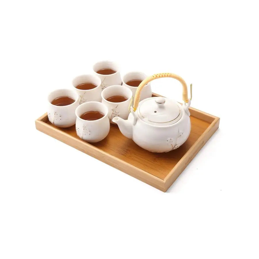 Porcelain Tea Set With Teapot Cups Tray Infuser Elegant Craftsmanship