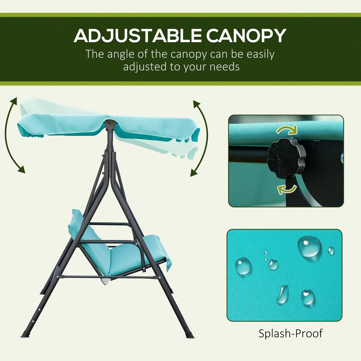 Outsunny Porch Swing Hammock Bench Chair With Adjustable Canopy