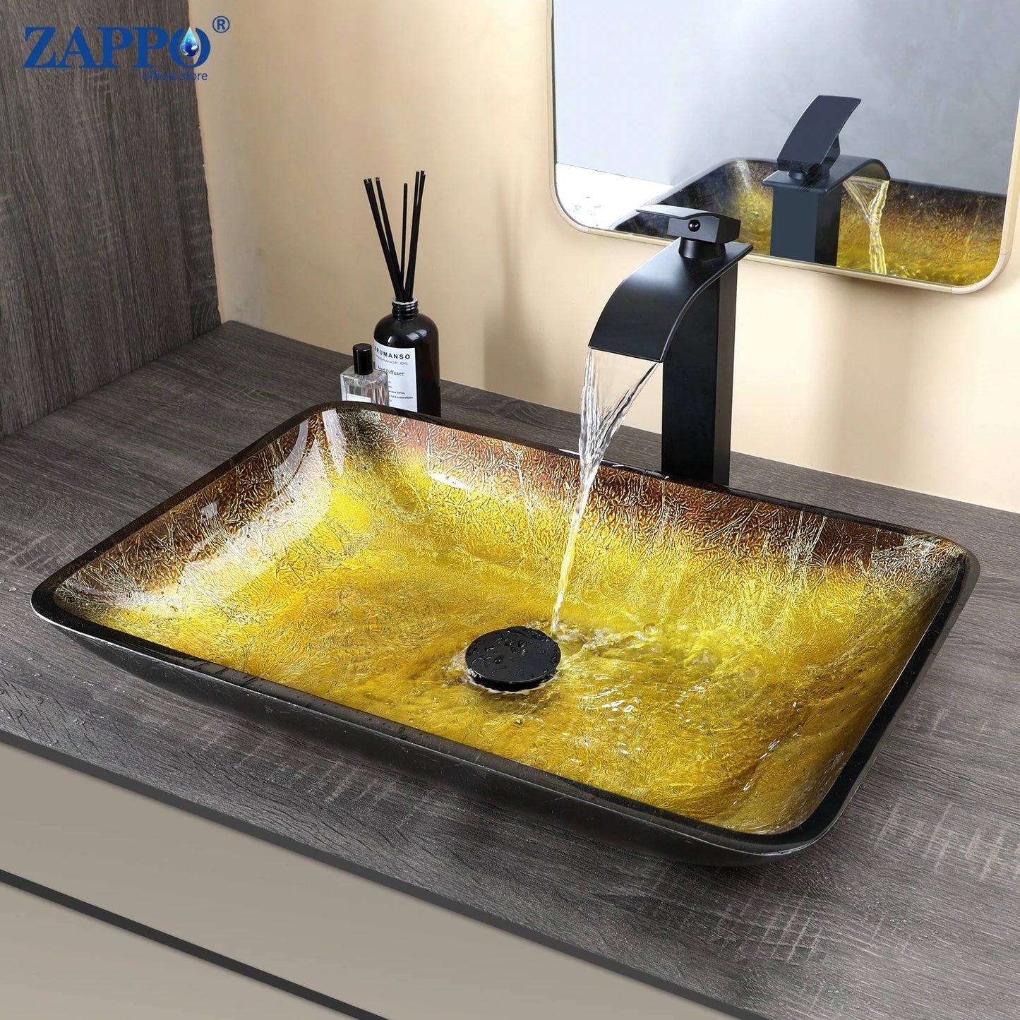 YANKSMART Tempered Glass Basin Sink With Faucet Set