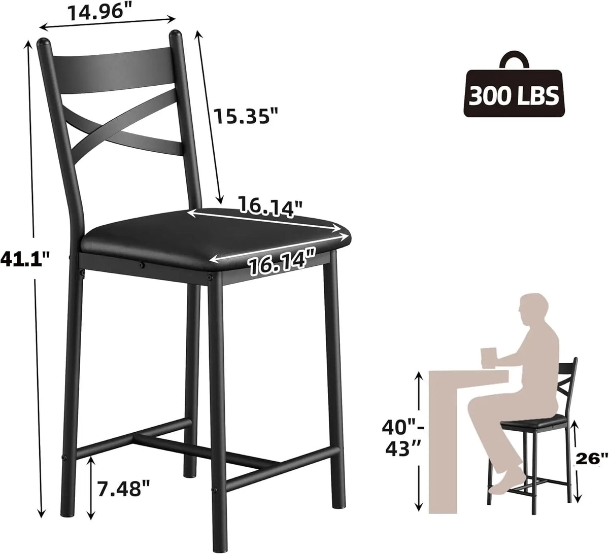 Modern Counter Height Bar Stools With Thick Cushioned Seats