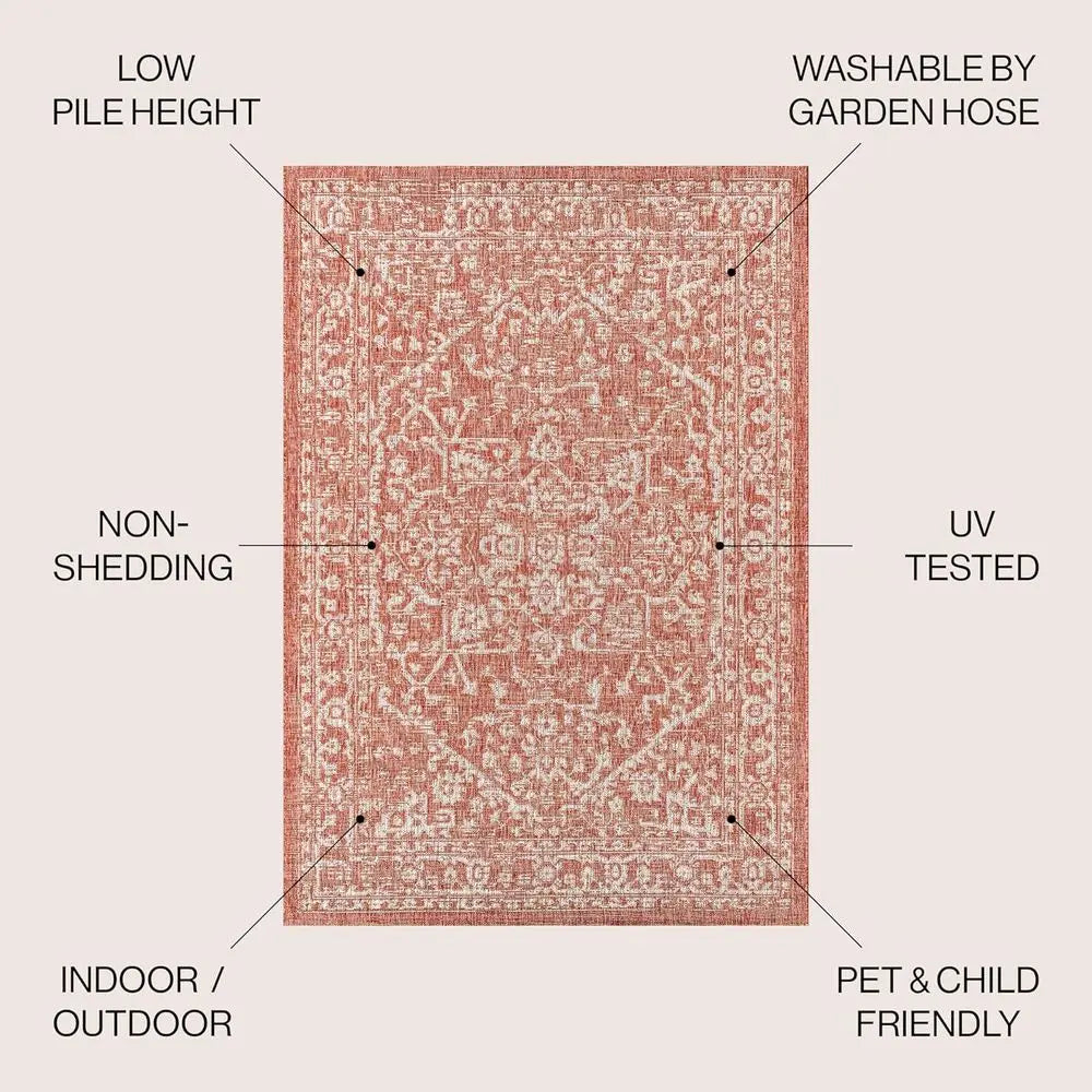 Medallion Indoor Outdoor Area Rug Malta Textured Weave