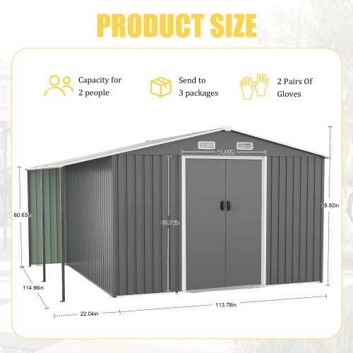 Heavy Duty Metal Outdoor Storage Shed With Lockable Door