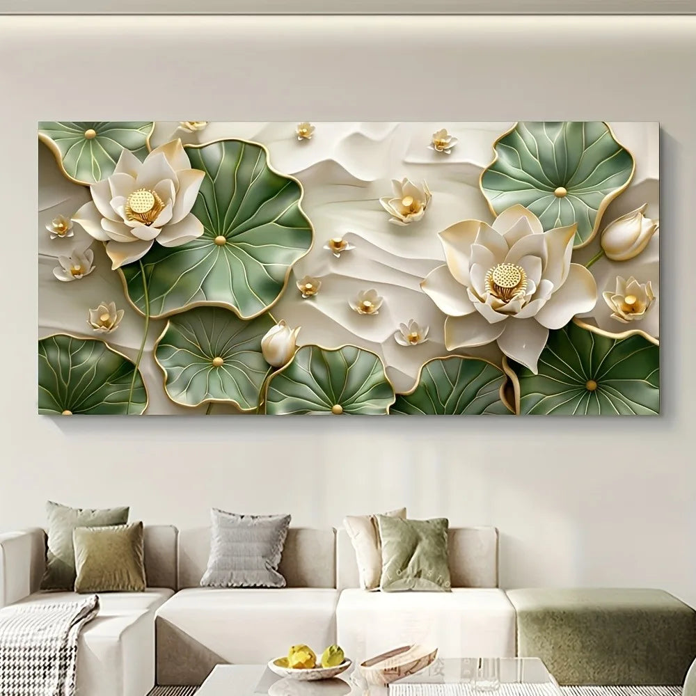 Hign-concerned Modern Abstract Lotus Leaf Canvas Wall Art