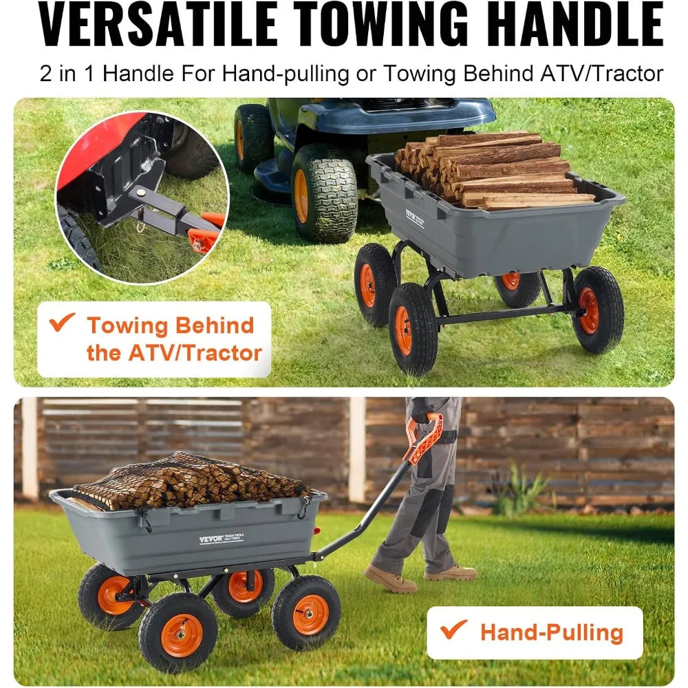 XMSJ VEVOR Garden Tipping Cart With Dual Function Handle