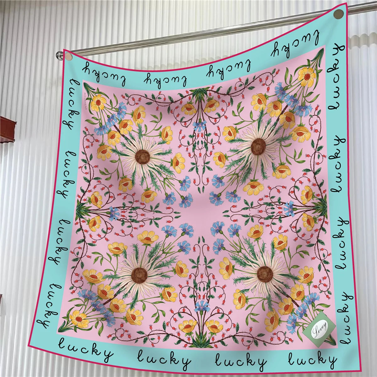 Floral Silk Twill Square Scarf Hijab Shawl For Women