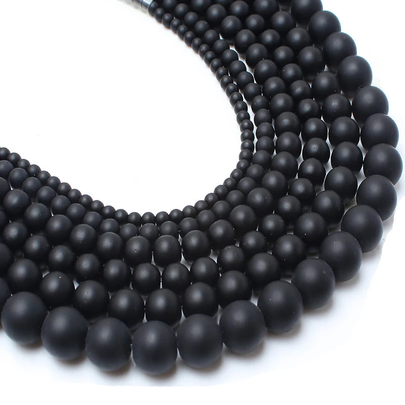 TANANTADIY1 Matte Black Agate Onyx Round Beads for Jewelry Making