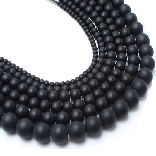 TANANTADIY1 Matte Black Agate Onyx Round Beads for Jewelry Making